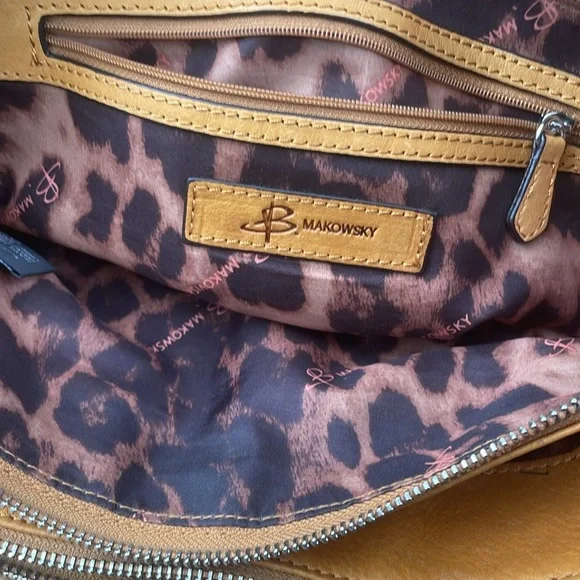 B Makowsky yellow Purse Womens Leather Glove Soft SATC Silver Hardware Bohemian - Picture 9 of 13